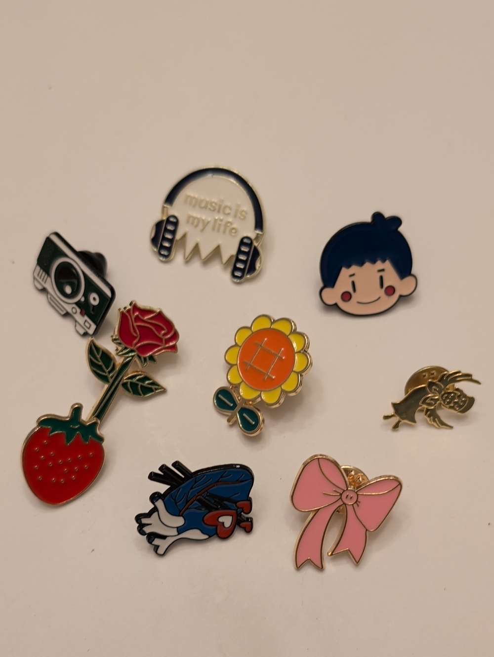 Pin Set - Colorful Strawberry, Rose, Sunflower & More